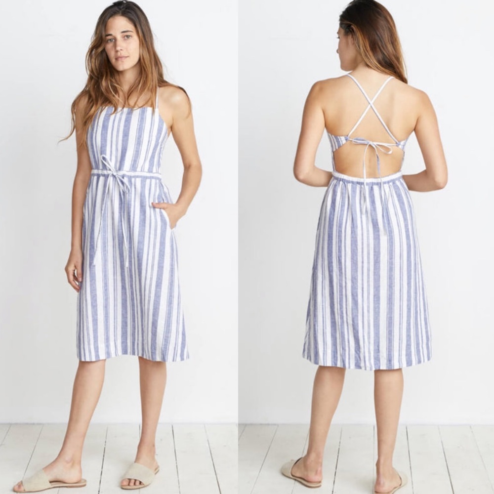 Marine Layer Lily Dress in Blue/White Stripe L - Picture 4 of 9